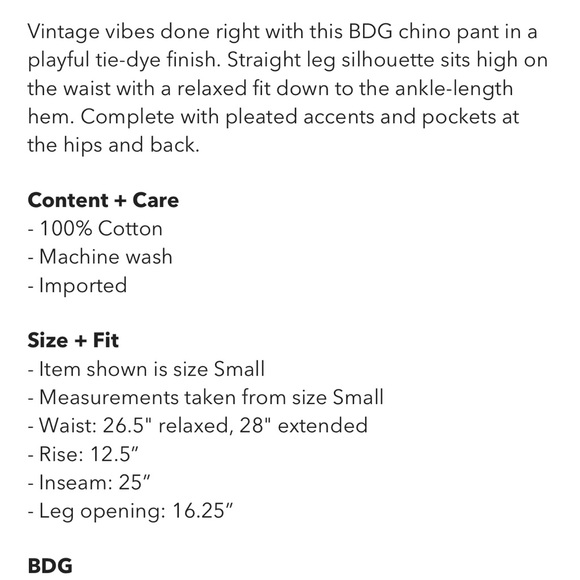 Urban Outfitters BDG Tie Dye High Waisted Chino Pant - Picture 10 of 10